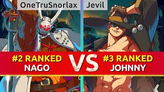 GGST ▰ OneTruSnorlax (#2 Ranked Nagoriyuki) vs Jevil (#3 Ranked Johnny). High Level Gameplay