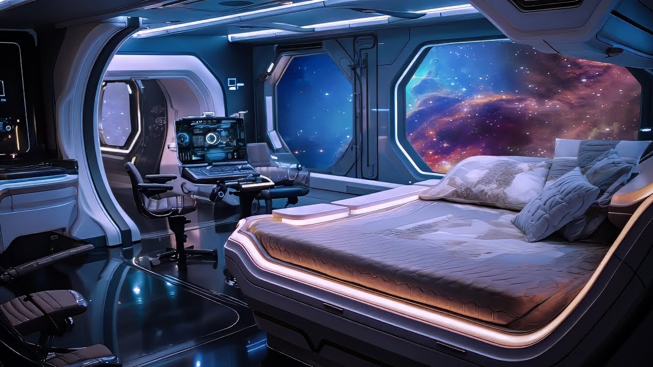 Sci-Fi Ambience | Sleep Better in Cozy Bedroom Spaceship | Brown Noise ...