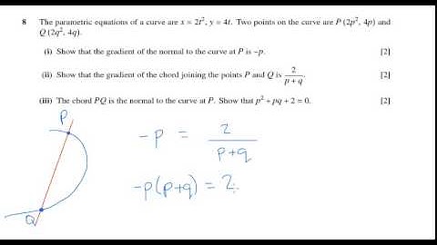 OCR Core 4 Jan 2007 q8iii - A2 Maths - Parametric Equations