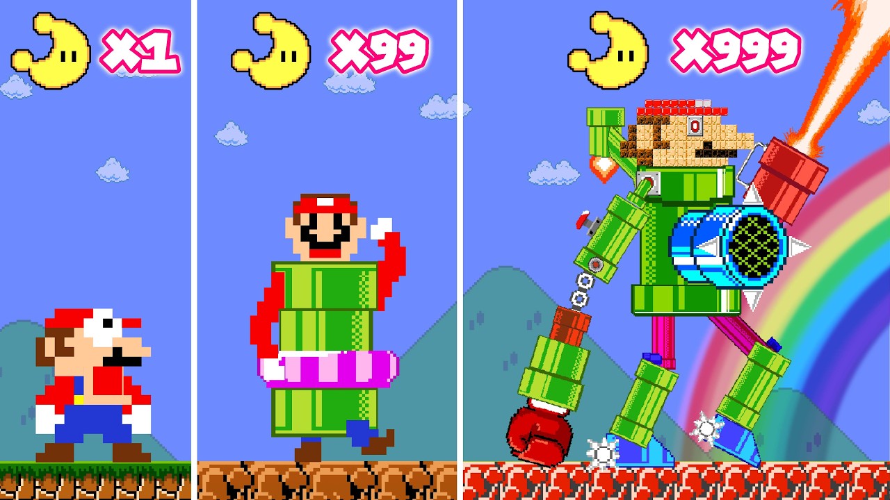 MARIO ROBOT BATTLE: Can Mario Robot vs Luigi Robot but Mario Can Upgrade Myself?| POWER-UP MARIO