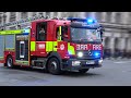 Lfb turntable ladder fire engines and rescue unit respond to high rise alarm