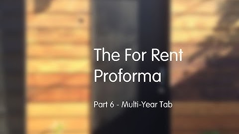 Architect As Developer - The For Rent Proforma - Part 06