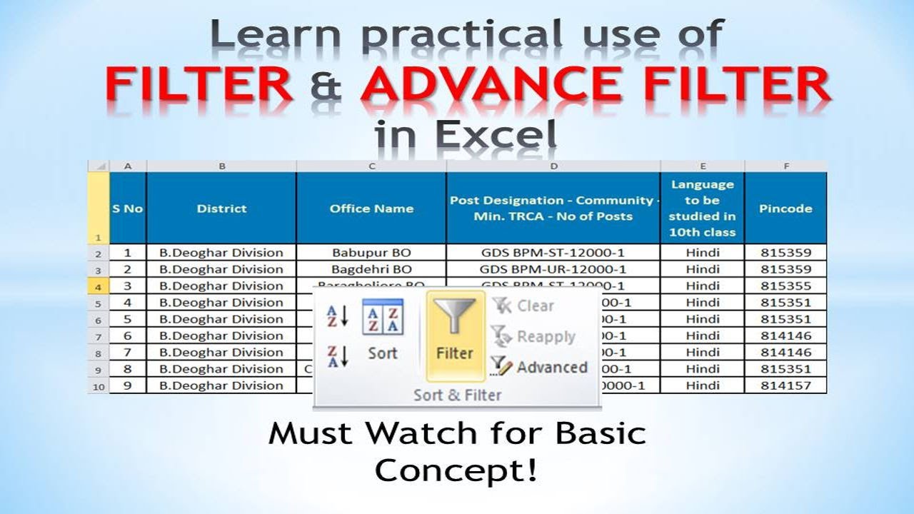 Advance Filter in Excel | Alfa Education Point - YouTube