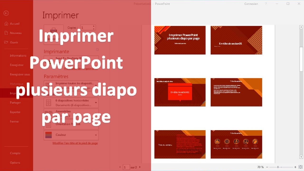 Impression Mode Notes Powerpoint En Insérant Une Page De Garde Imprimer PowerPoint avec plusieurs diapo par page - YouTube