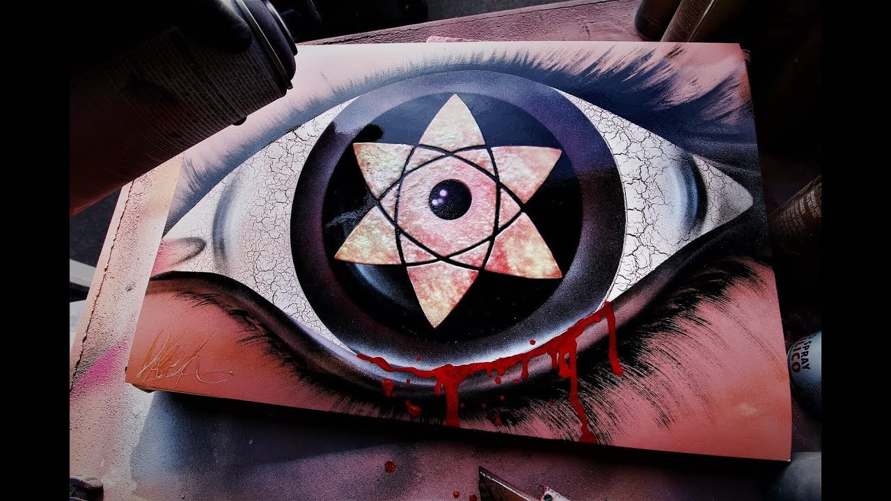 Sasukes Mangekyo Sharingan Glow In The Dark Spray Paint Art By Skech