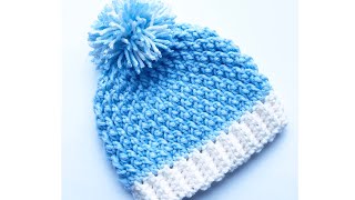 Easy crochet hat for newborn baby 0 to 3M How to crochet newborn baby cap Alpine Crochet Stitch 221
