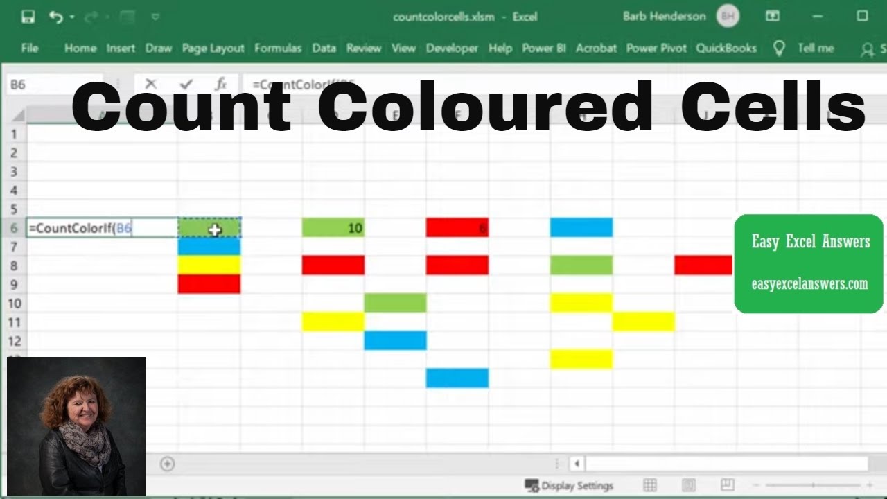 How To Count Colored Cells In Excel Youtube