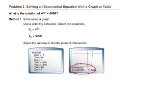 Algebra 2 7-5 Exponential & Logarithmic Equations: Problem 3 - Solving With a Graph or Table