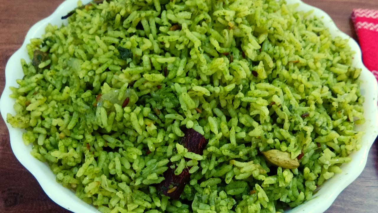 Palak Rice Healthy Recipe With