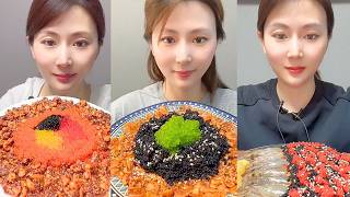 Savory Seafood Roe Ring with Black Roe Center Plate and Roe Skewer Tray