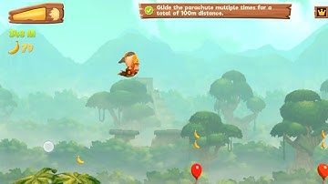 Banana Kong 2 Glide the parachute multiple times for a total of 100m distance (In One Run)