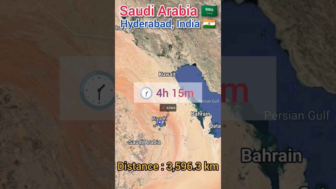Riyadh to Hyderabad flight Route ✈️ || Saudi Arabia 🇸🇦 to India 🇮🇳 ||