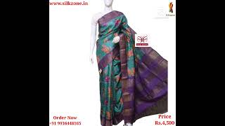 Pure Tussar Silk Hand Block Print Saree With Zari Border. Ep 304 screenshot 5