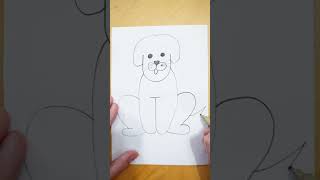 How to easily draw a funny dog ​​from a letter U and T #shorts