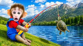 maymun videoları BiBon monkey Fishing Turtle In The Lake - Monkey Animal HT