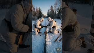 Freezing Red Army Soldiers Lay Mines on Railway Tracks