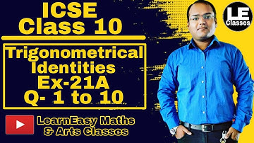 Trigonometrical identities ICSE class 10 maths Ex-21a | Trigonometry | Concise mathematics Selina