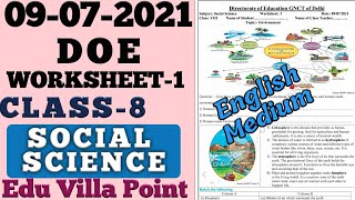 Class 8 Social Science Worksheet 01 (09/07/2021)  English Medium |Class 8 SST| Edu Villa Point