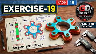 Solidworks Exercise 19 Flower Flange Modeling 2D Drawing To 3D Model Step-By-Step Tutorial