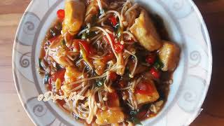 Tumis Tahu Jamur Enoki