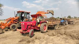 Jcb 3dx Eco Backhoe Loader Loading Mud In Mahindra 65 hp Sonalika 35 di | Jcb and Tractor Cartoon