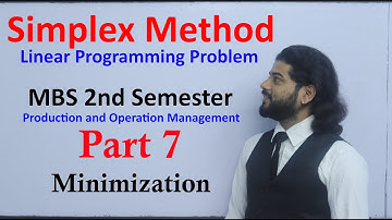Simplex Method Part 7 Linear Programming Problem MBS 2nd Sem. Production and Operation Management