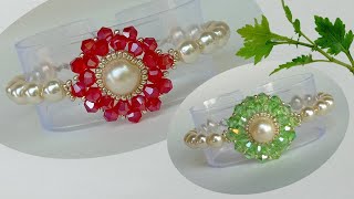 Flower bracelet tutorial || How to make beaded flower bracelet || Handmade flower bracelet