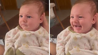 Baby sweetly smiles at dad in heartwarming clip #shorts