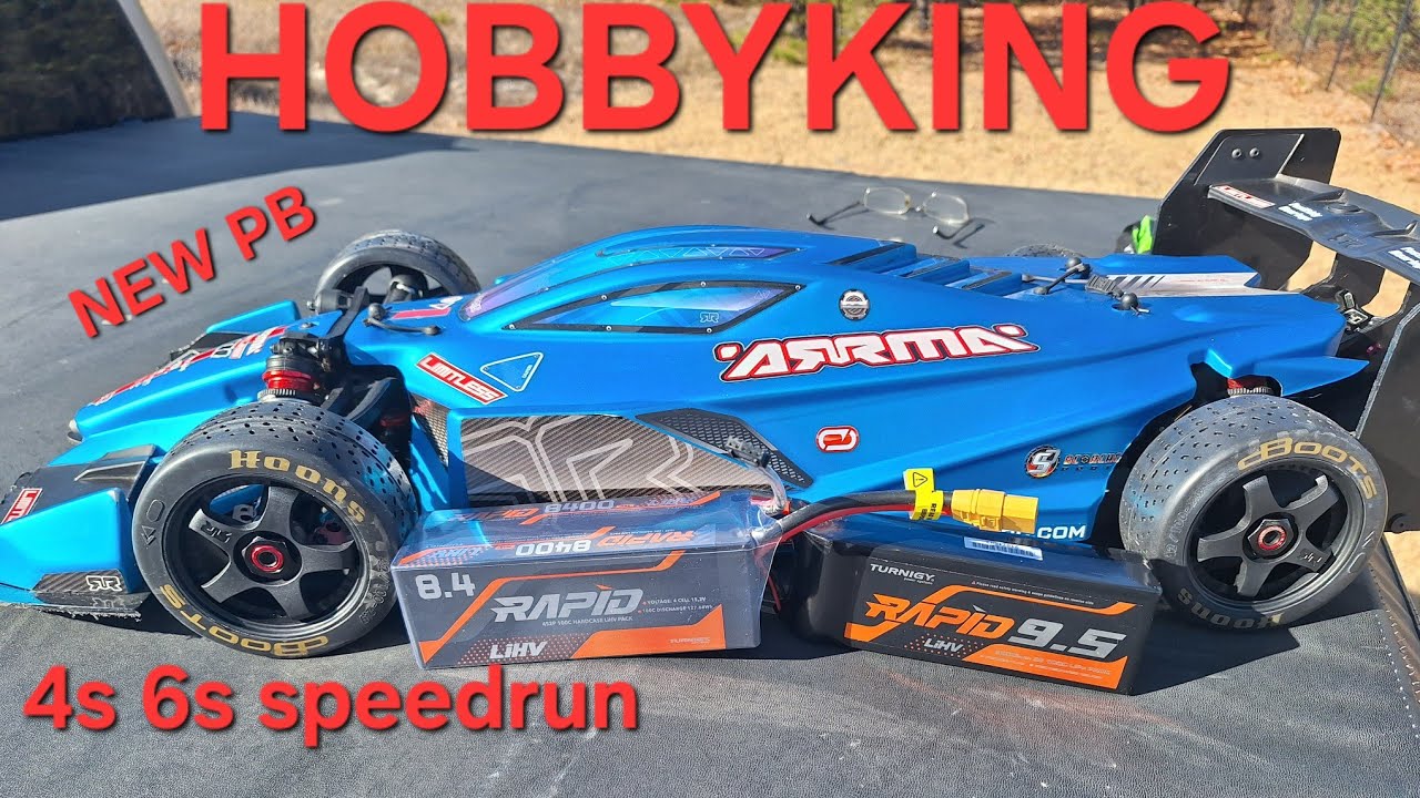 Arrma limitless Hobbyking Turnigy 4s 6s speed run 