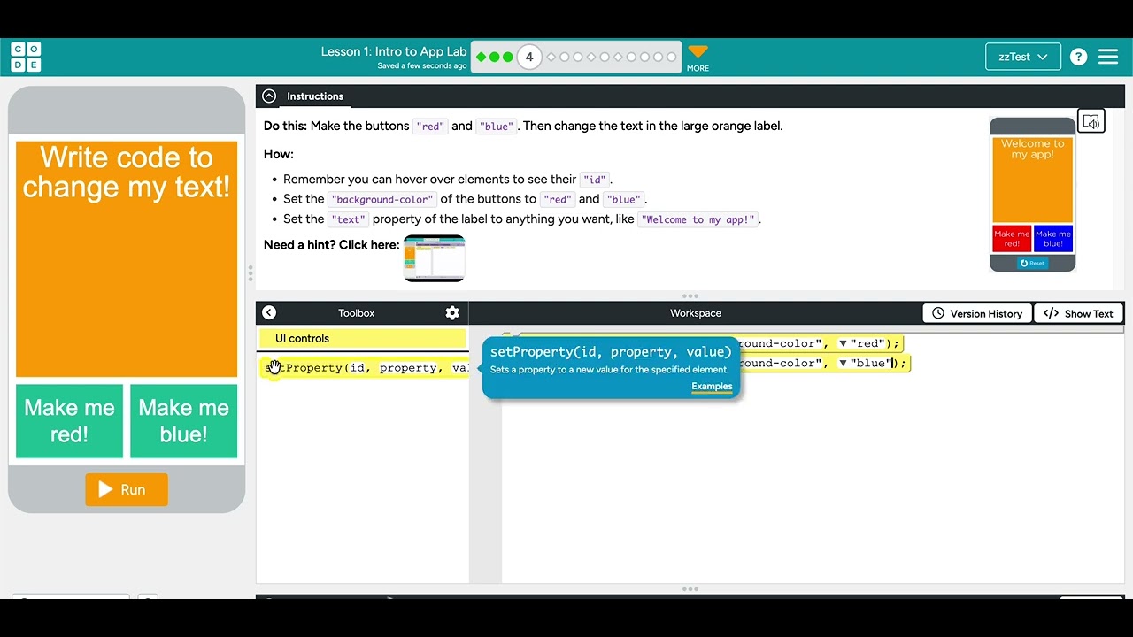 Code.org Event-Driven Programming Lesson 1 #4
