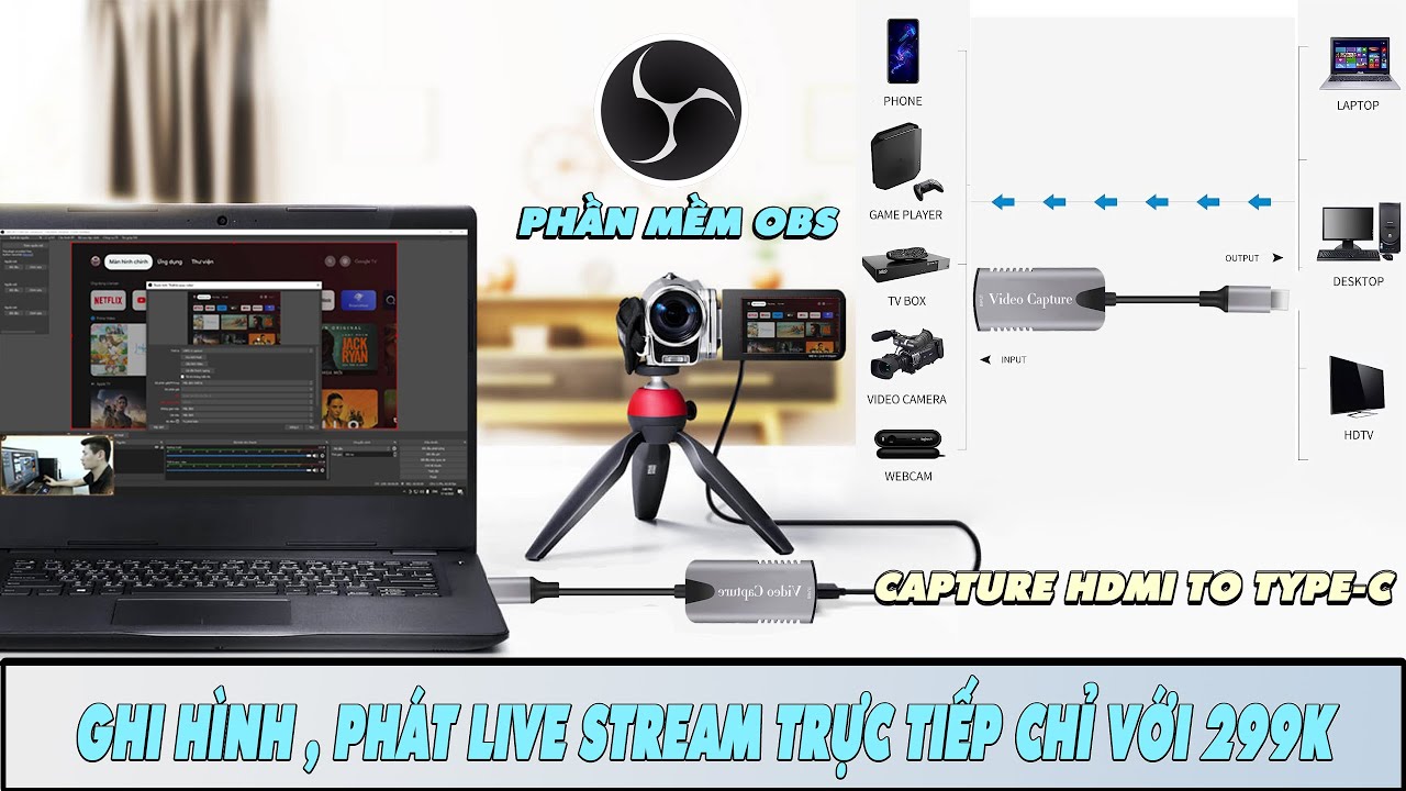 HDMI To Type-C Video Capture Card , Ghi Phát Trực Tiếp Trò Chơi Hình ...