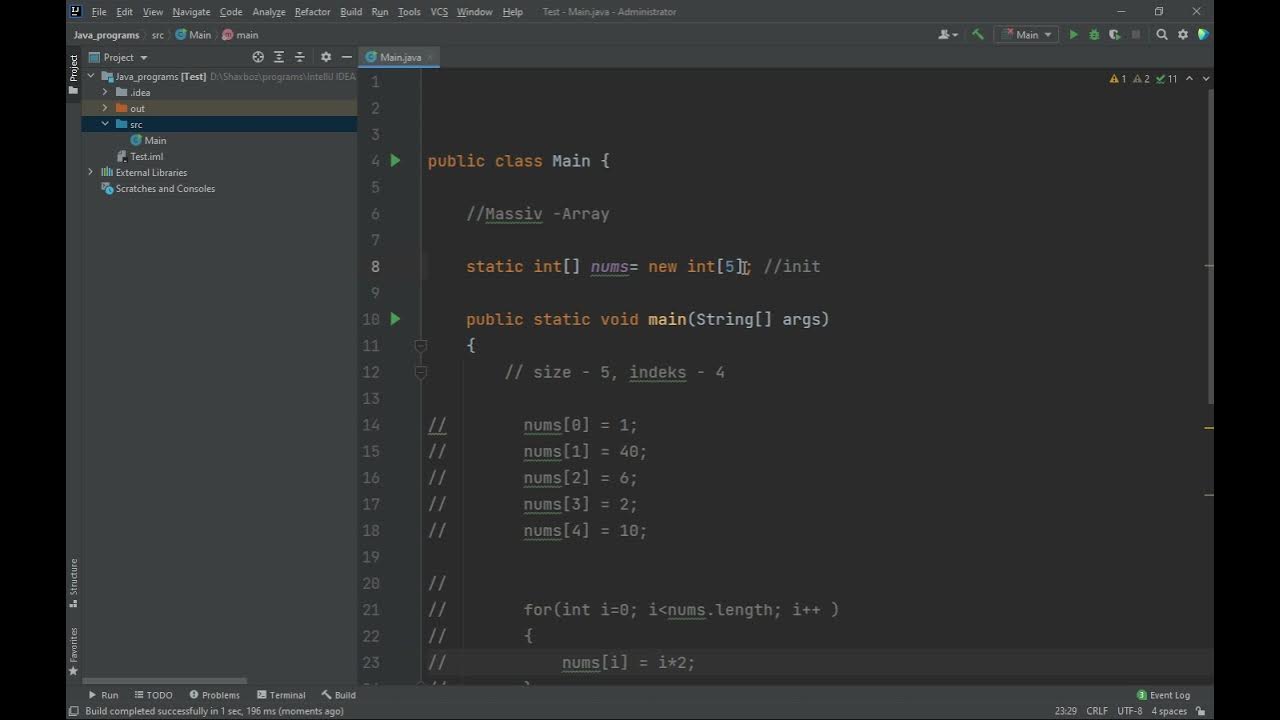 19 - Java Dasturlash tili. Massivlar - Array - YouTube
