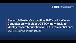 ARC KSS Research Poster Competition 2022 - presentation by Dr Jolie Keemink, Joint Winner