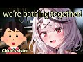 Chloe&#39;s bath stream with her little sister~