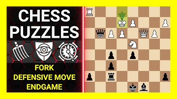 Chess Puzzles to Practice. Themes: Fork, Defensive move, Endgame. Learn Chess