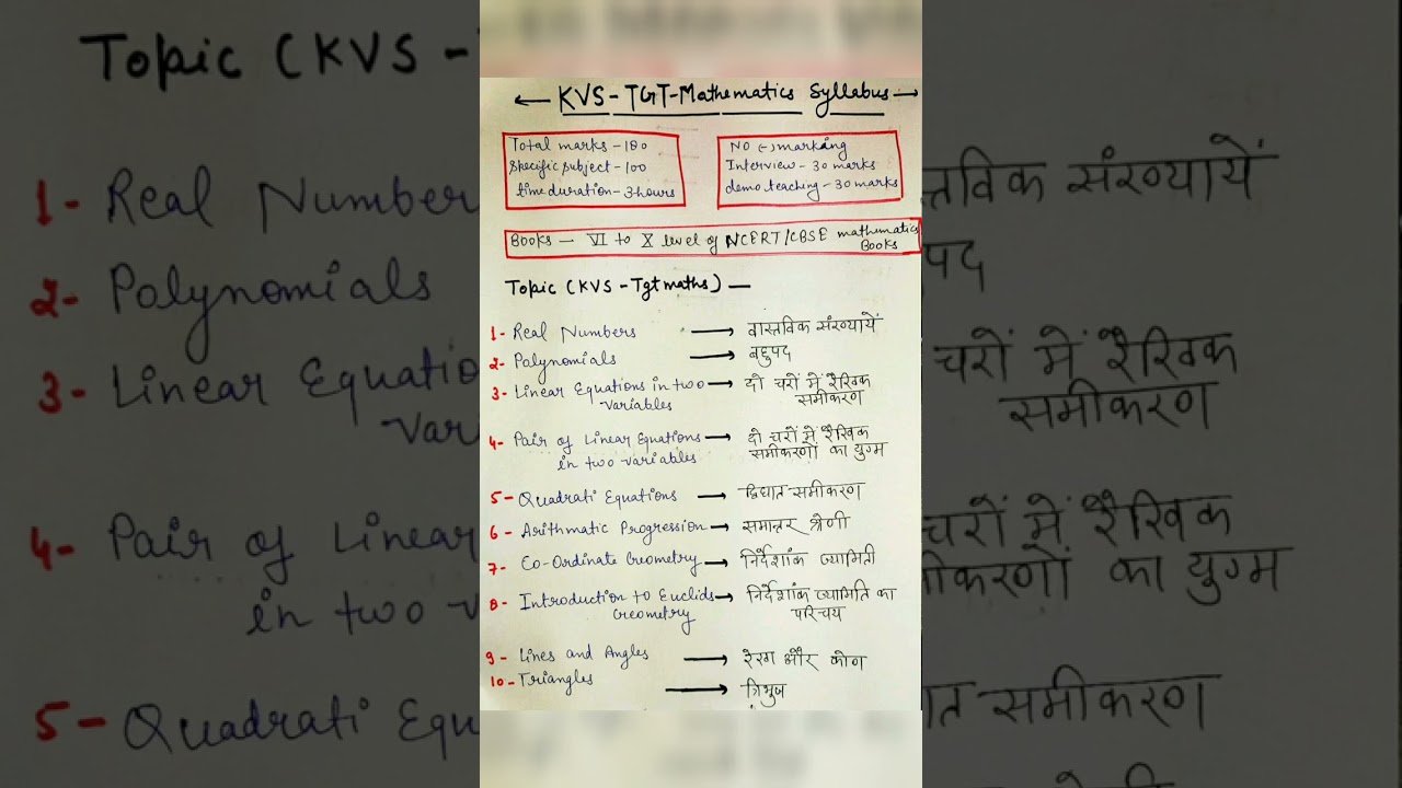 KVS-TGT mathematics new  syllabus 2022 -23 # kvs 2023