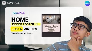 Canva Home Decor Poster Design Tutorial | Create in Just 4 Minutes | Gourav Sharma | #posterdesign
