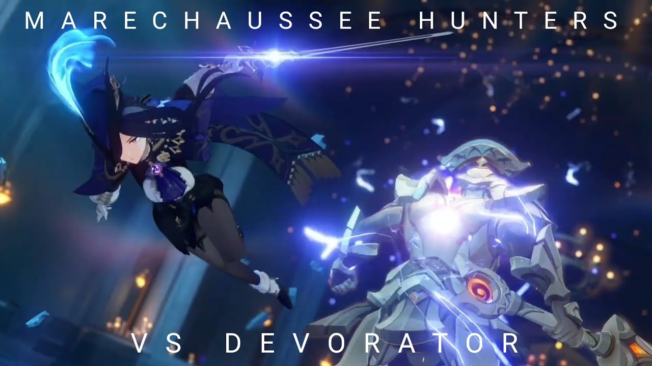 Genshin Impact (JP DUB) | Clorinde & Marechaussee Hunters vs Devorator ...