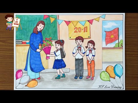 Vẽ Tranh Đề Tài Nhà Giáo Việt Nam 20-11- Mỹ Thuật 8 / How To Draw Teacher  'S Day - Youtube