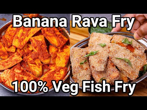 Veg Rava Fish Fry with Raw Banana | No Fish Rava Fry - Banana Fry | Mock Fish Meat Sooji Fry | Hebbar | Hebbars Kitchen