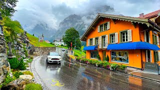 Rainy day walking tour of Grindelwald ?? Switzerland 4K