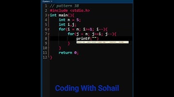 Pattern 38 || C Programming || Coding With Sohail #shorts