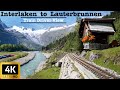 4K Train Driver &#39;s view - Interlaken to Lauterbrunnen, Switzerland | Cab ride | 4K HDR