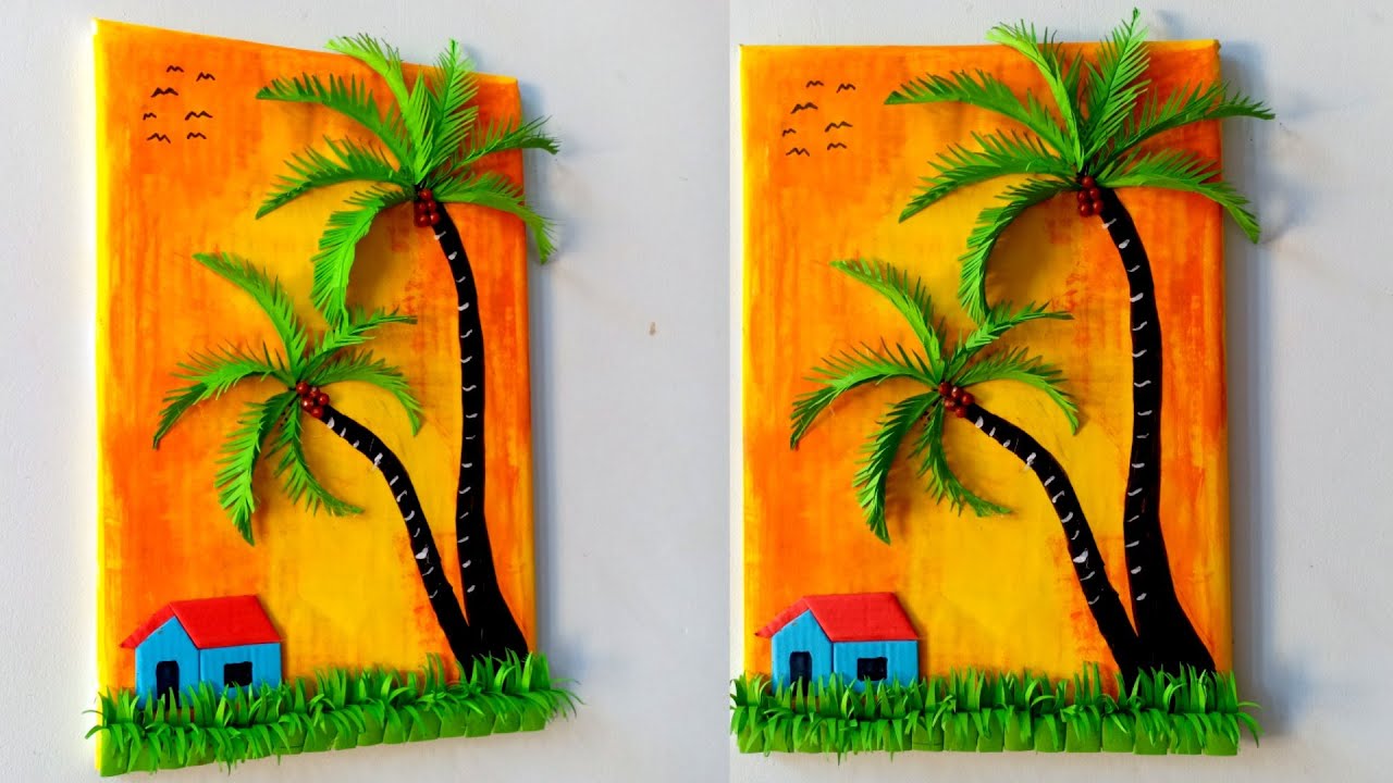 Easy wall decoration ideas/Paper Crafts wall hangings/DIYEasy coconut