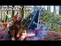PRIMITIVE WILD BUSHCRAFT CAMP with my dog - Foraging - Fire Cooking - Off Grid Improvements - Wild