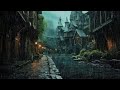 Cozy rain sounds and light thunder in medieval castle  fall asleep