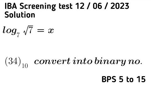 Intermediate Category Test Solution 12 /06 /23 Logarithm Binary Numbers Decimal number