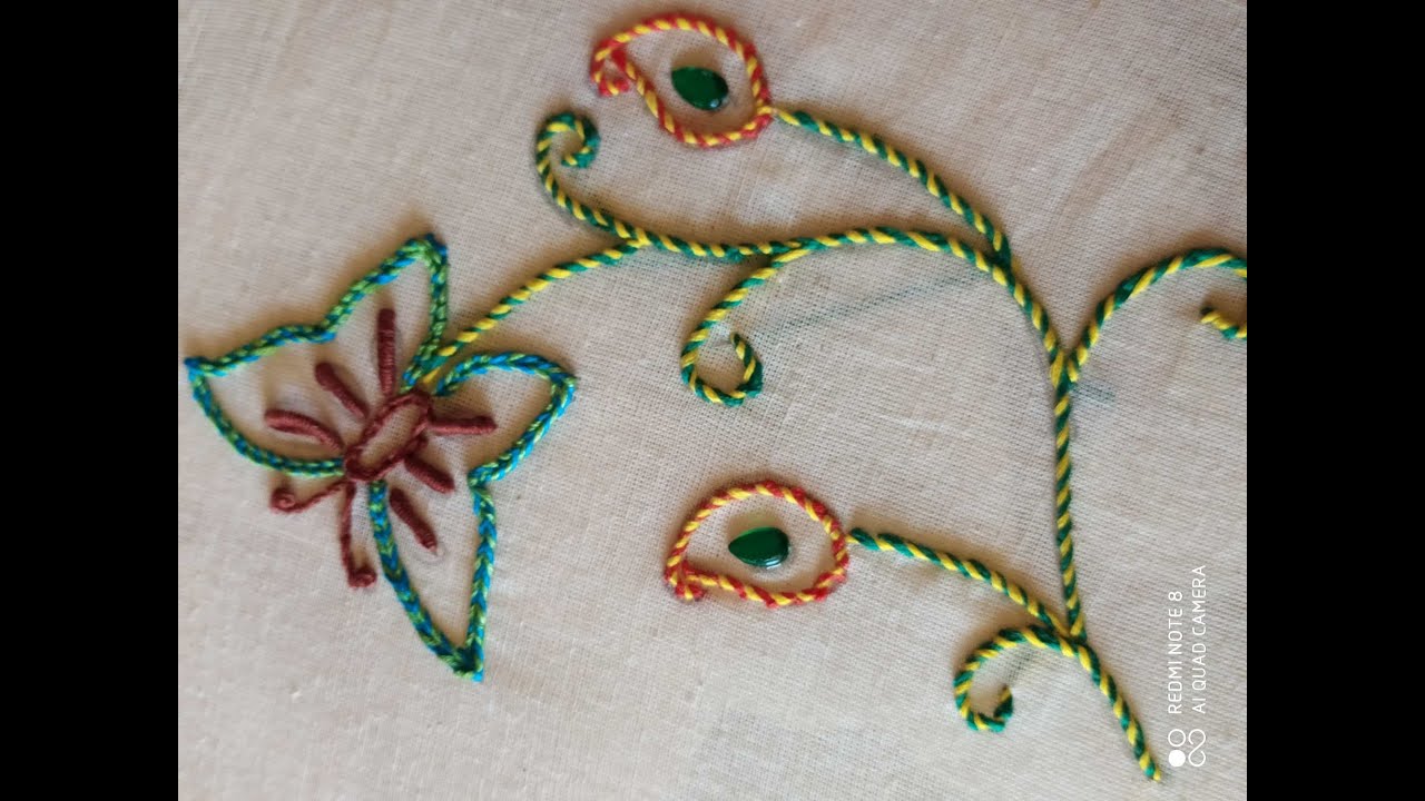Hand embroidery tutorial 6/Whipped chain stitch /Double Whipped chain