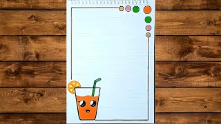 تزيين الدفاتر على شكل رسمة كأس عصير برتقال كيوت // تزيين دفاتر المدرسة // how to design notebook