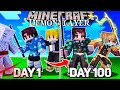 We survived 100 days in demon slayer minecraft  duo demon slayer minecraft 100 days